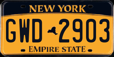 NY license plate GWD2903