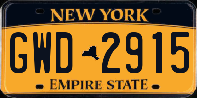 NY license plate GWD2915