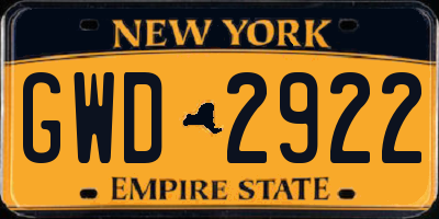NY license plate GWD2922