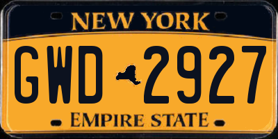NY license plate GWD2927