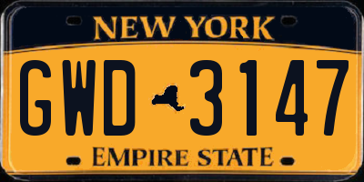 NY license plate GWD3147