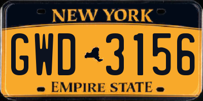 NY license plate GWD3156