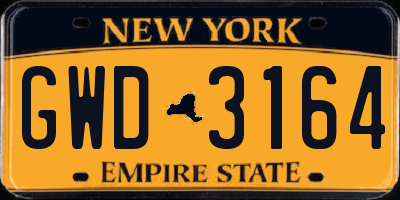 NY license plate GWD3164