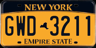 NY license plate GWD3211