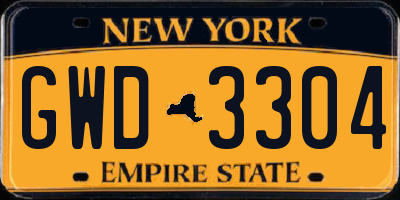 NY license plate GWD3304