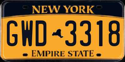 NY license plate GWD3318