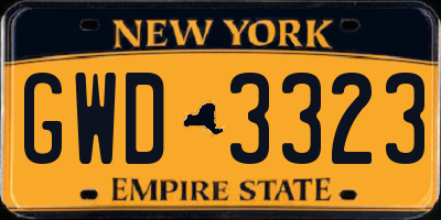 NY license plate GWD3323