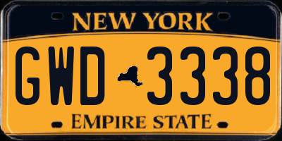 NY license plate GWD3338