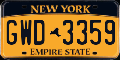 NY license plate GWD3359