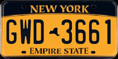NY license plate GWD3661