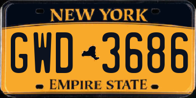NY license plate GWD3686
