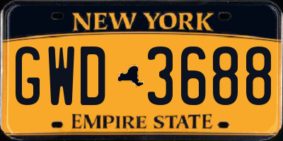 NY license plate GWD3688
