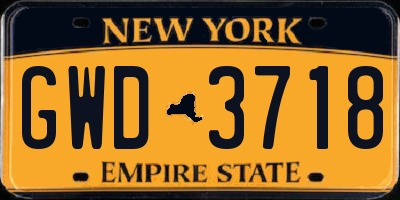 NY license plate GWD3718