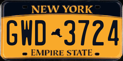 NY license plate GWD3724
