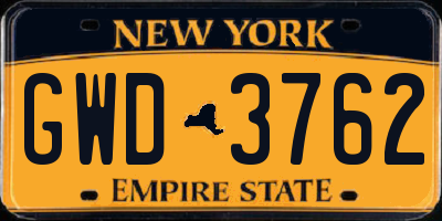 NY license plate GWD3762