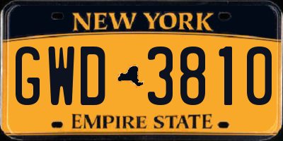 NY license plate GWD3810