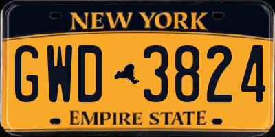 NY license plate GWD3824