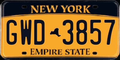 NY license plate GWD3857