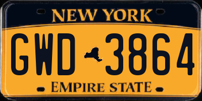 NY license plate GWD3864