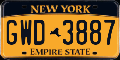 NY license plate GWD3887