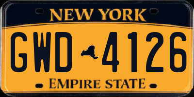 NY license plate GWD4126