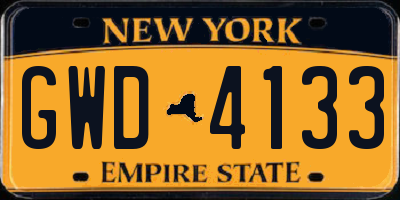 NY license plate GWD4133