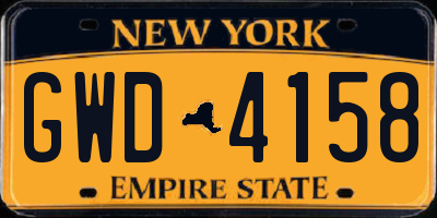NY license plate GWD4158