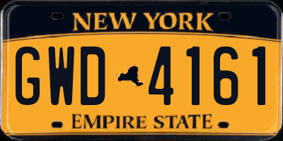 NY license plate GWD4161