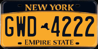 NY license plate GWD4222