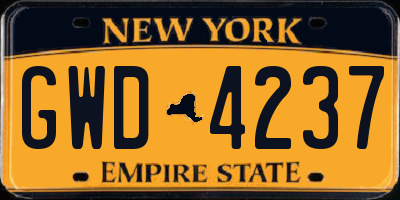 NY license plate GWD4237