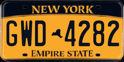 NY license plate GWD4282