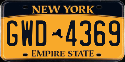 NY license plate GWD4369