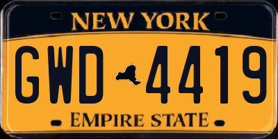 NY license plate GWD4419