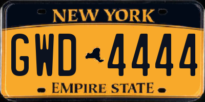 NY license plate GWD4444