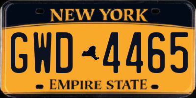 NY license plate GWD4465