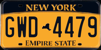 NY license plate GWD4479