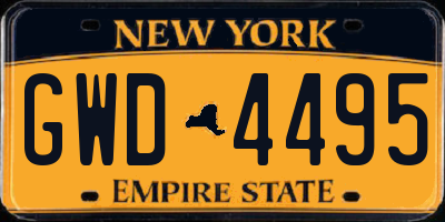 NY license plate GWD4495