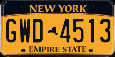 NY license plate GWD4513