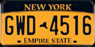 NY license plate GWD4516