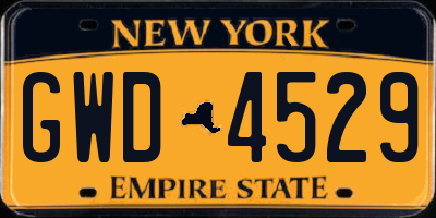 NY license plate GWD4529