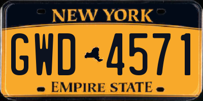 NY license plate GWD4571