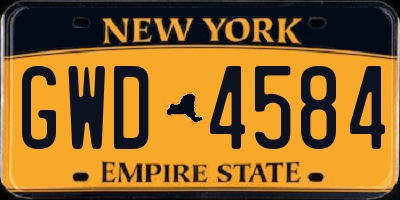 NY license plate GWD4584