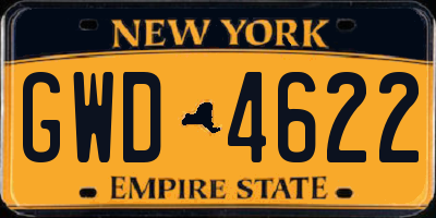 NY license plate GWD4622