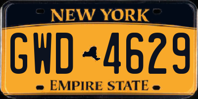 NY license plate GWD4629