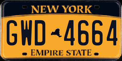 NY license plate GWD4664