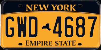 NY license plate GWD4687