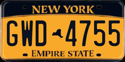 NY license plate GWD4755