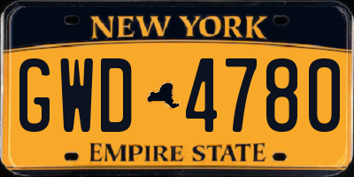 NY license plate GWD4780