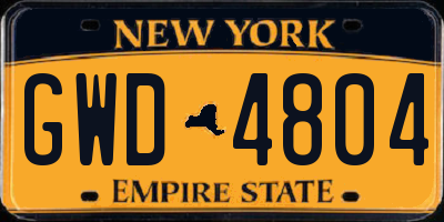 NY license plate GWD4804