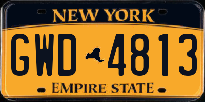 NY license plate GWD4813